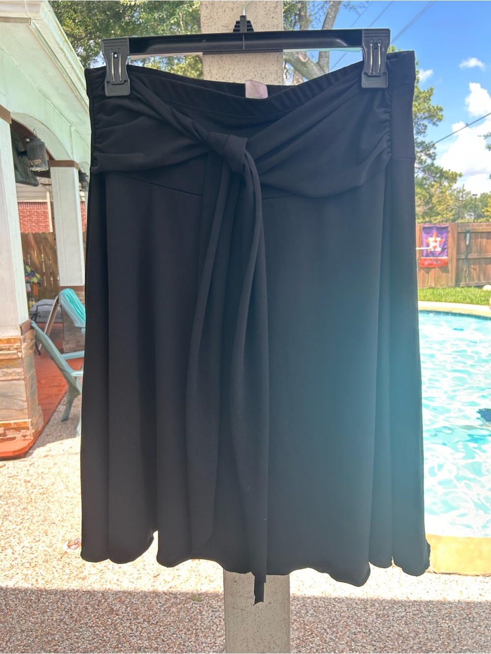 Women's Black Asymmetrical Tie-Waist Skirt